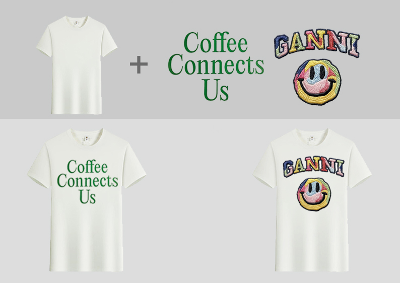 空白T恤+印绣花图案