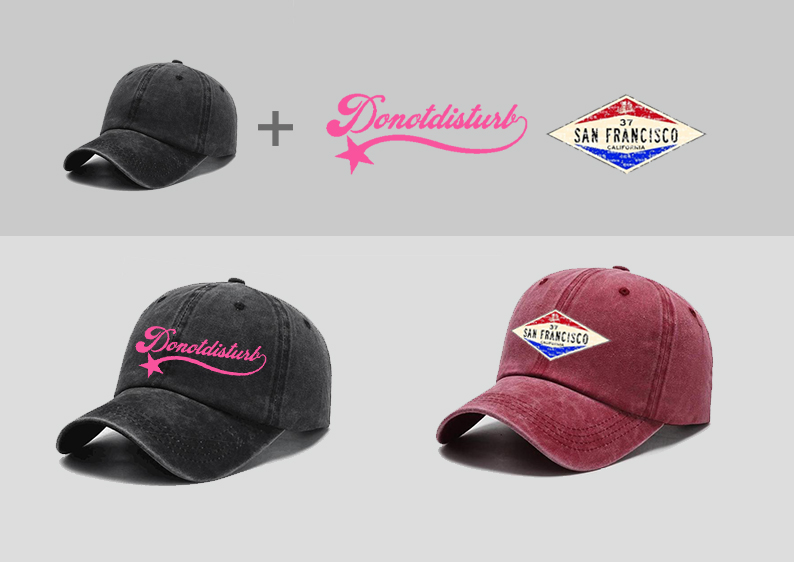 鸭舌帽+印绣花图案