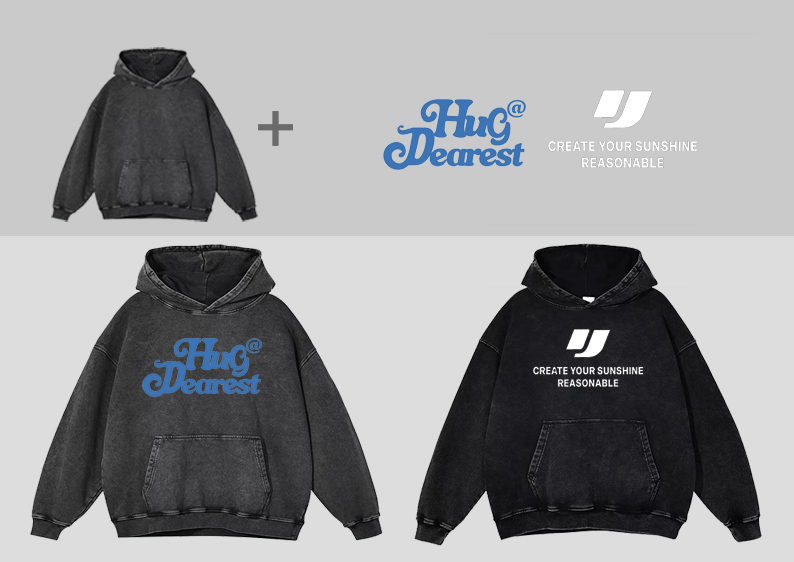 水洗卫衣+印绣花图案