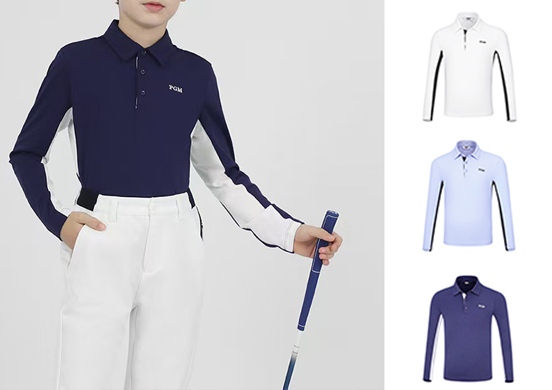 儿童高尔夫翻领长袖T恤