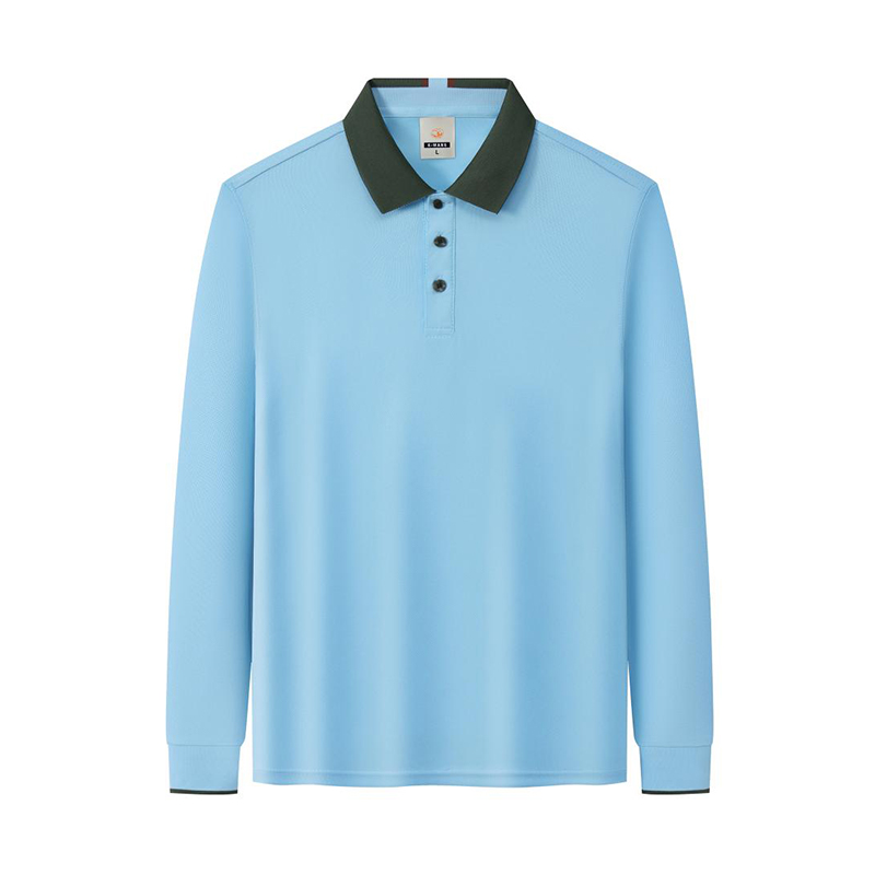 轻奢配色l领长袖POLO衫
