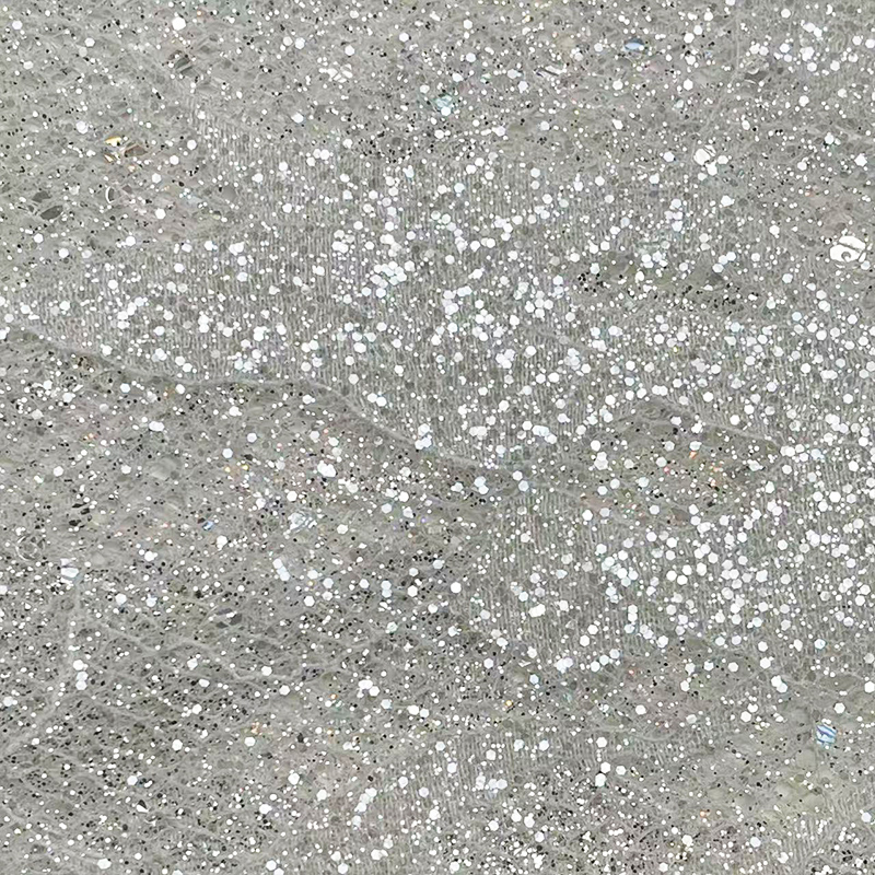 亮片银闪刺绣蕾丝网纱舞台面料