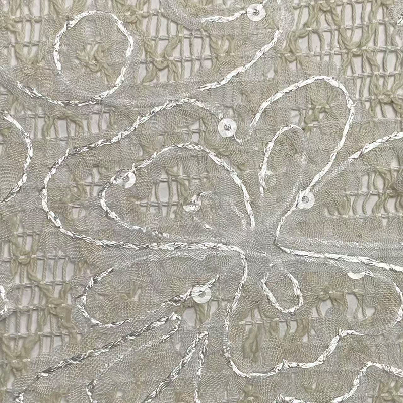 线绣网格蕾丝网布面料