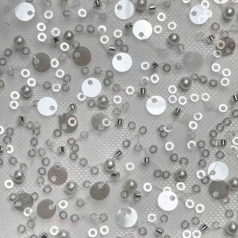 珍珠管珠大小亮片网纱面料