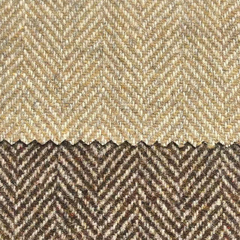 500g50羊毛混纺人字纹毛呢面料