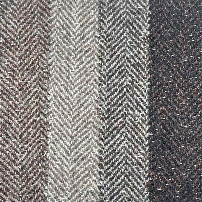 450g50羊毛银线人字纹混纺毛呢面料