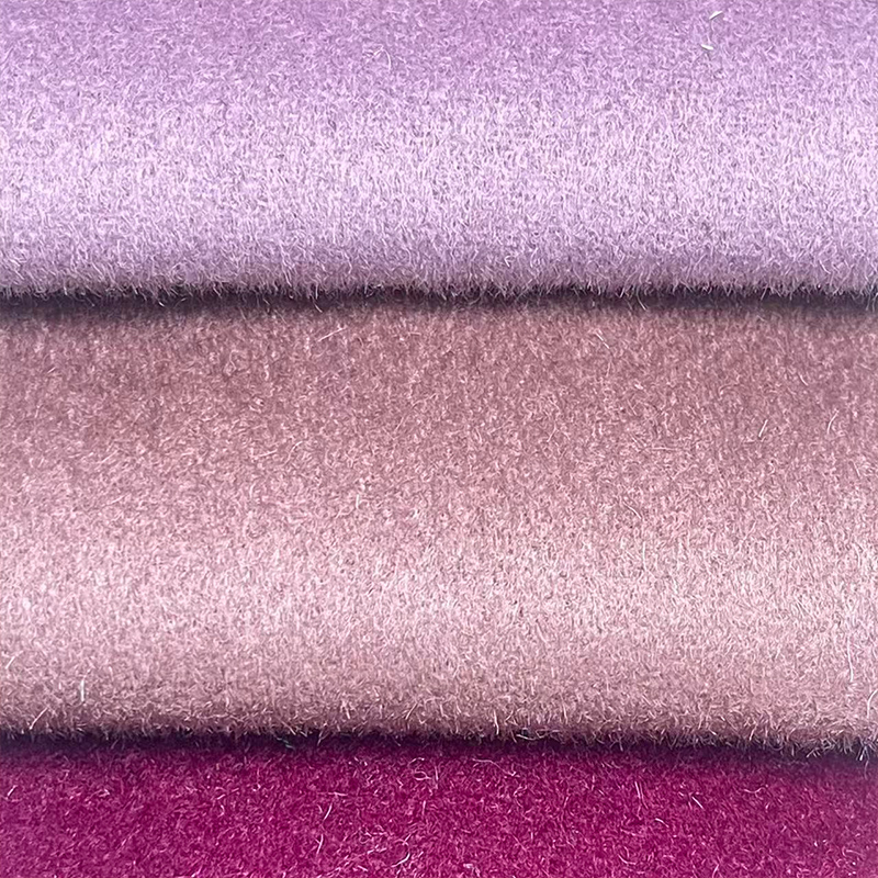830g紫色系百分百羊毛双面顺毛毛呢面料