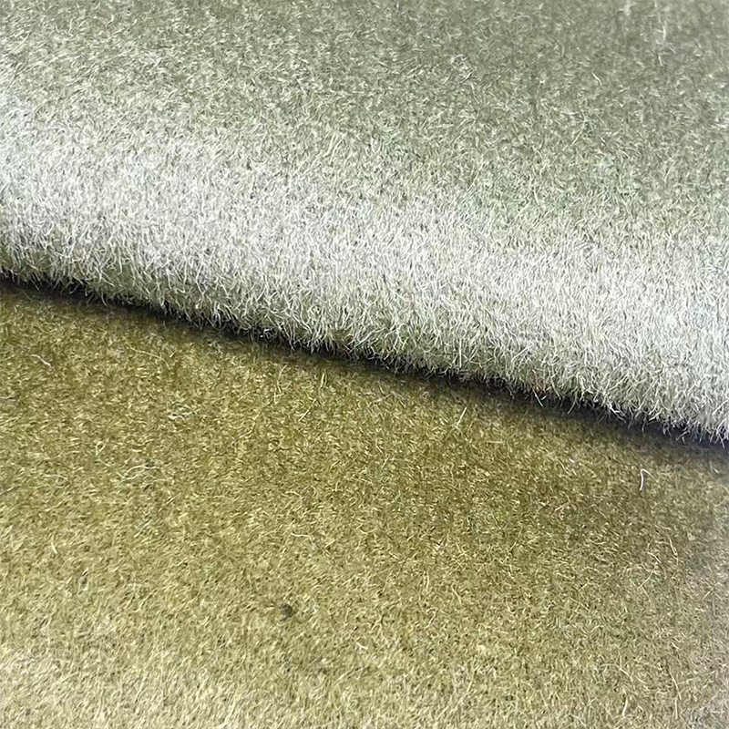 830g绿色系百分百羊毛双面顺毛毛呢面料