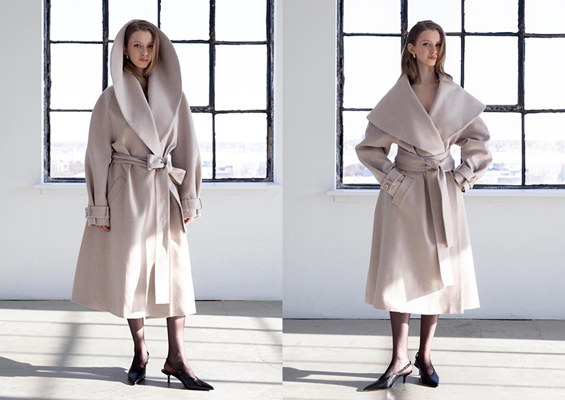 浴袍式轻奢大衣